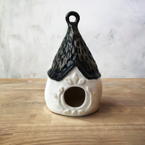 July | Textured White And Black Bird House