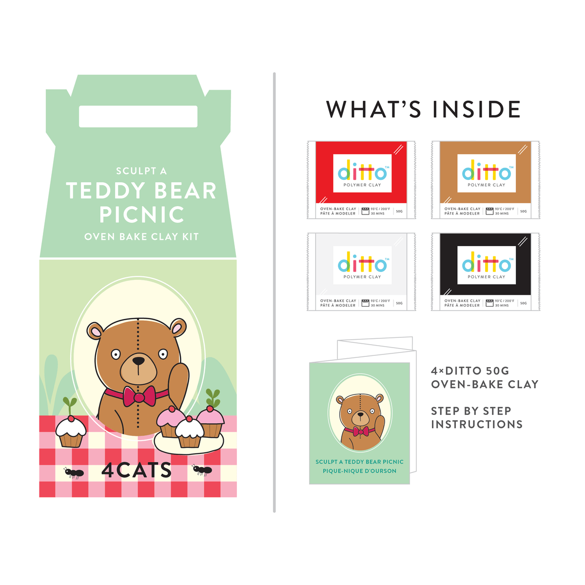 4Cats Ditto Oven-Bake Clay Teddy Bear Picnic Kit